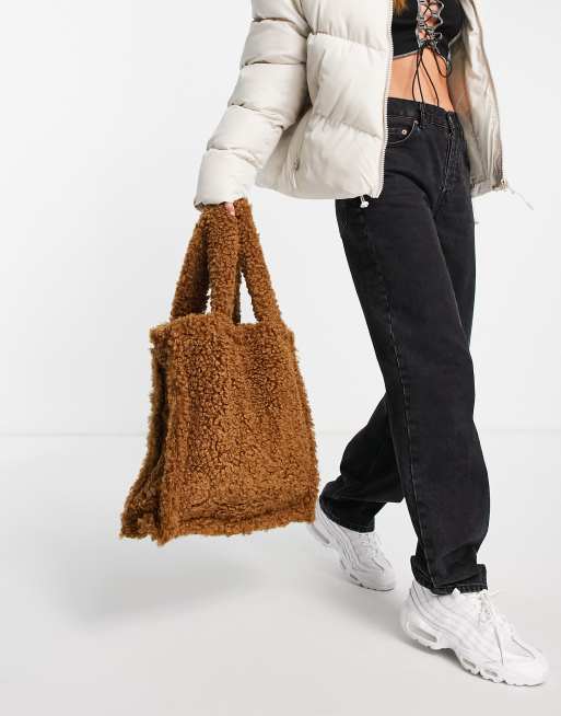 Jayley faux shearling large shopper bag in tan, 3 of 4