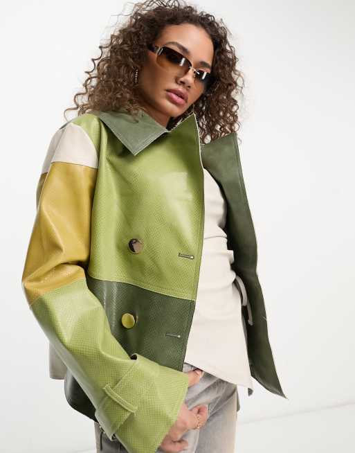 Green faux suede jacket sale