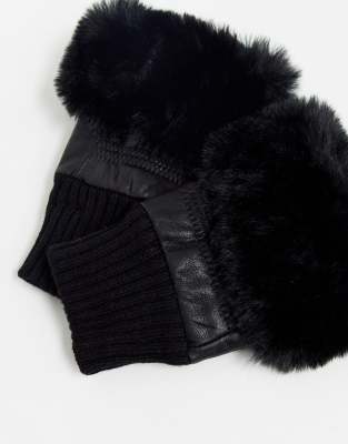 fingerless leather gloves with fur