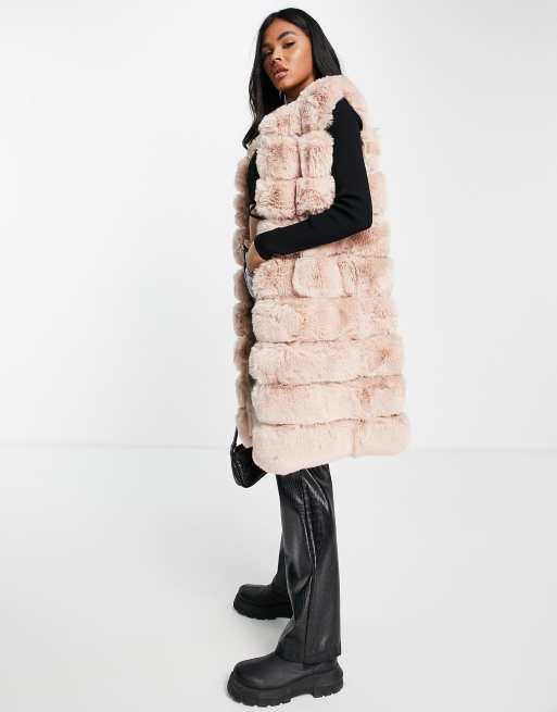 Jayley Gilet long en fausse fourrure P che