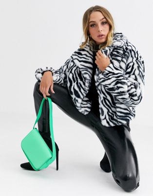 Jayley — Kort jakke med zebraprint i imiteret pels-Multifarvet