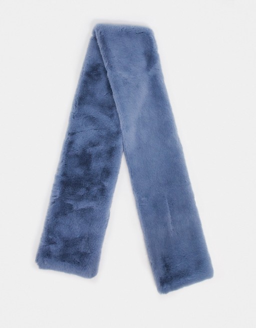 Jayley long faux fur scarf in grey