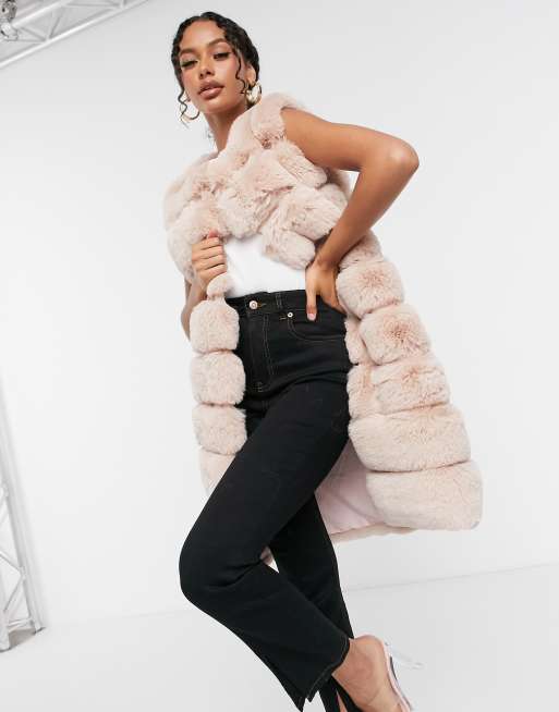 Pink faux fur outlet vest