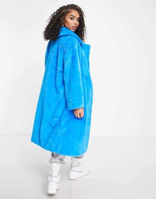 Fuzzy blue outlet coat