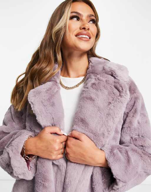 Bree Latte  Faux Fur Belted Coat – Apparis