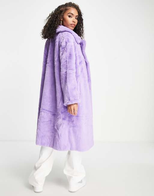 Light purple cheap fur coat