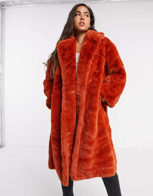 TRACI FAUX FUR RED – Jakke