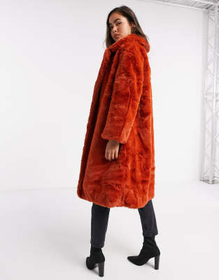 asos red fur coat