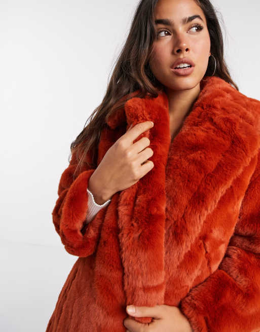 Plus size red faux fur outlet coat