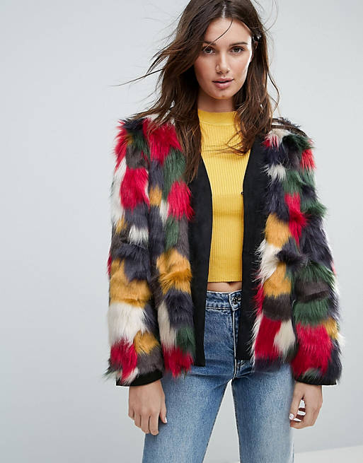 Jayley Luxurious Faux Fur Multicolor Jacket