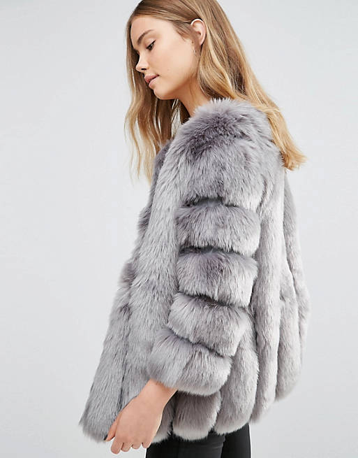 Jayley luxurious stripe faux fur jacket