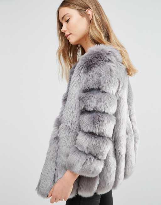 Jayley luxurious stripe faux fur jacket | ASOS