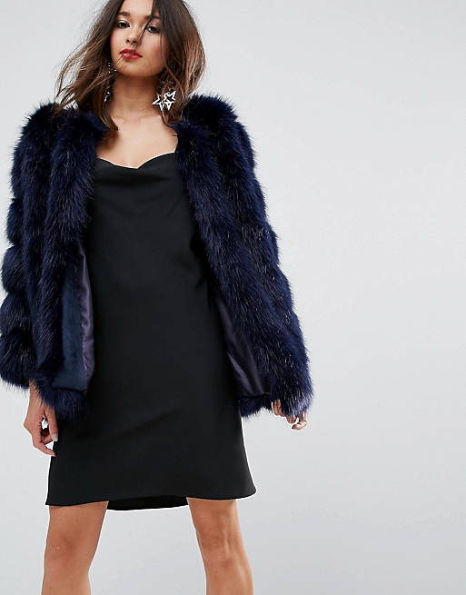Jayley Luxurious Stripe Fur Jacket