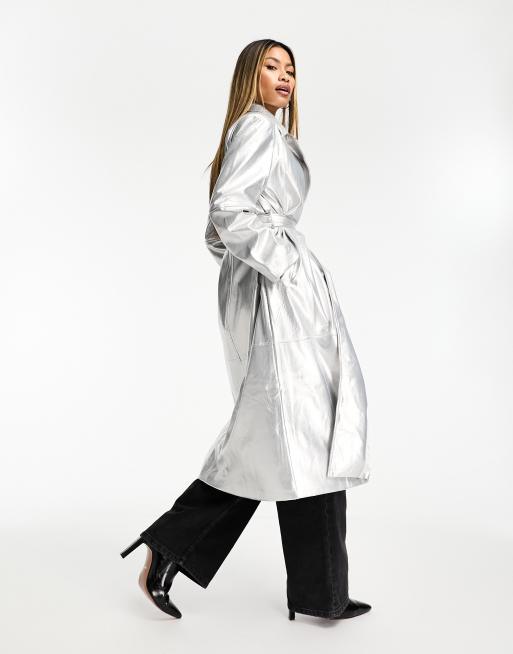 Metallic hot sale silver coat