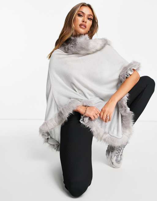 Poncho fausse fourrure sale