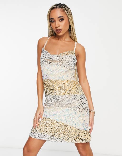 Jayley sequin mini cami dress in silver ASOS