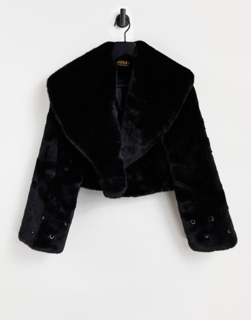 Short black 2025 fake fur jacket