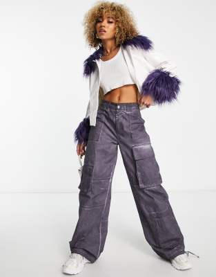 JAYLEY Purple Faux Fur Hoodie