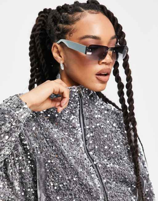 Jayley statement sequin bomber jacket in silver, 2 of 4