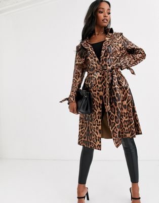 Jayley — Trench coat i leopardprint-Brun