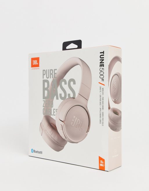 JBL Tune 500 wireless headphones in pink