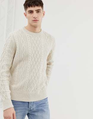 crew neck cable knit sweater
