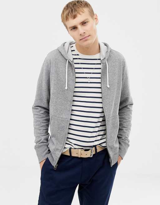 J.Crew Mercantile lightweight fLeece hoodie in grey marl ASOS