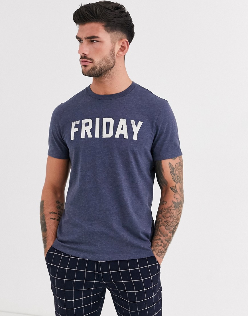 J.Crew Mercantile - T-shirt blu mélange scuro con scritta Friday
