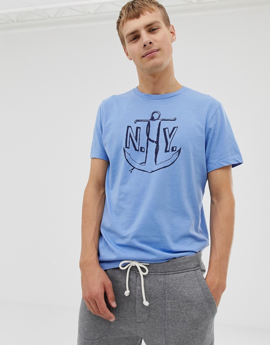 J.Crew Mercantile - T-shirt in gemêleerd blauw met print van ny-anker