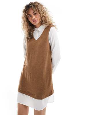 JDY - 2-in 1-Hemd-Pulloverkleid in Braun-Neutral