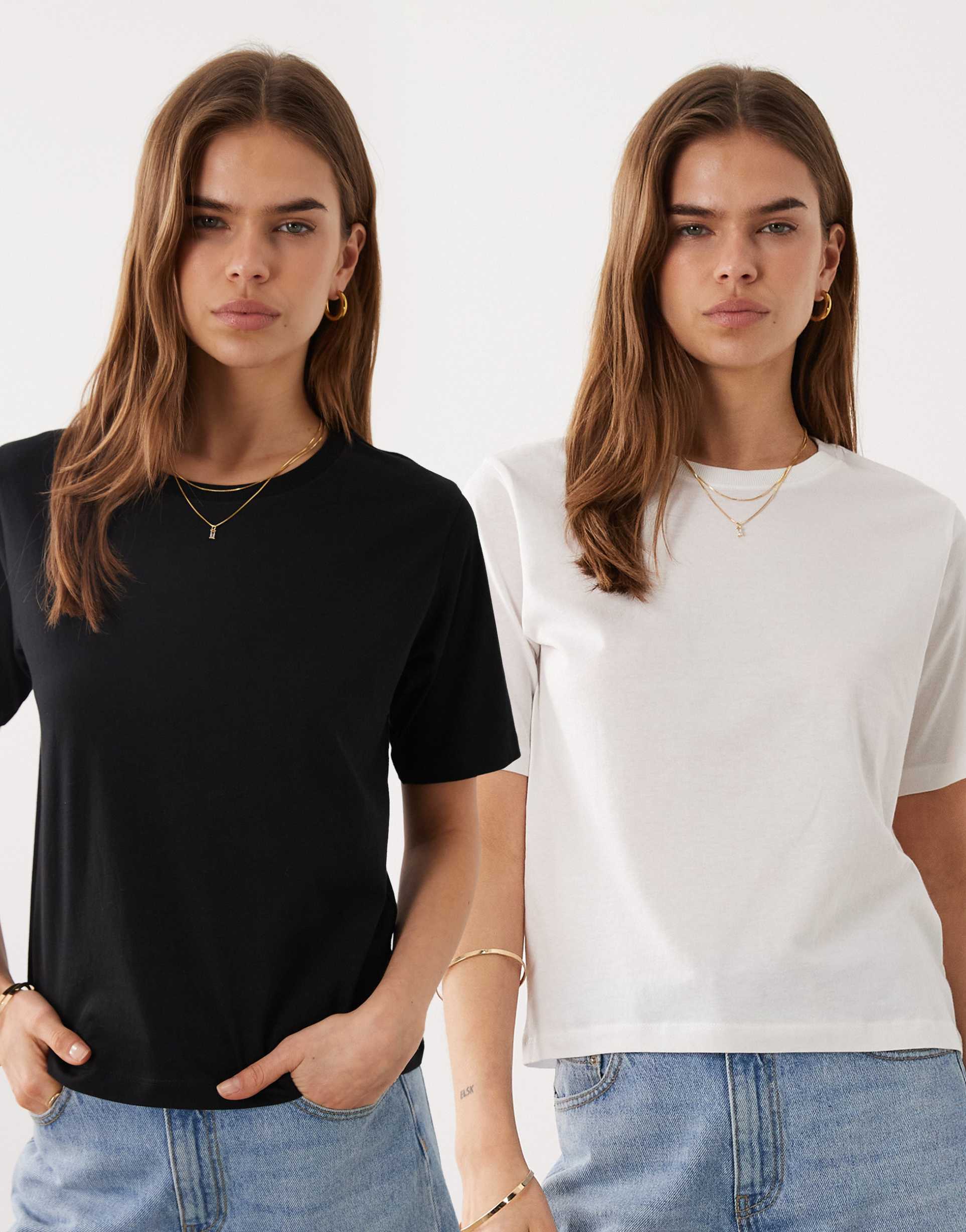 jdy 2-pack t-shirts in black & white