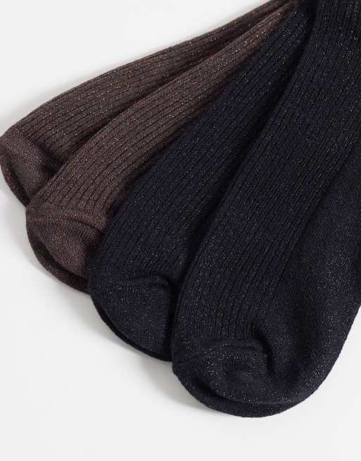 JDY 2er-Pack Glitzersocken in Schwarz & Braun, 3 von 3