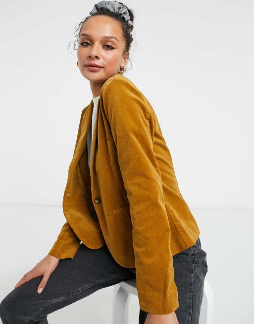 Women Blazer Set Outfit Classic Ladies Notch Lapels Corduroy