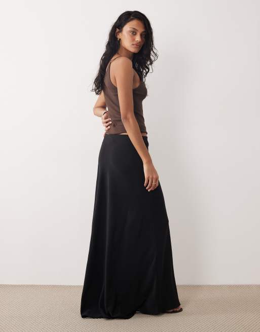 JDY a-line satin maxi skirt in black, 2 of 5
