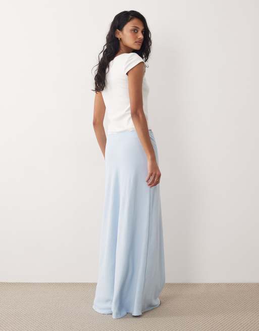 JDY a-line satin maxi skirt in light blue, 2 of 5