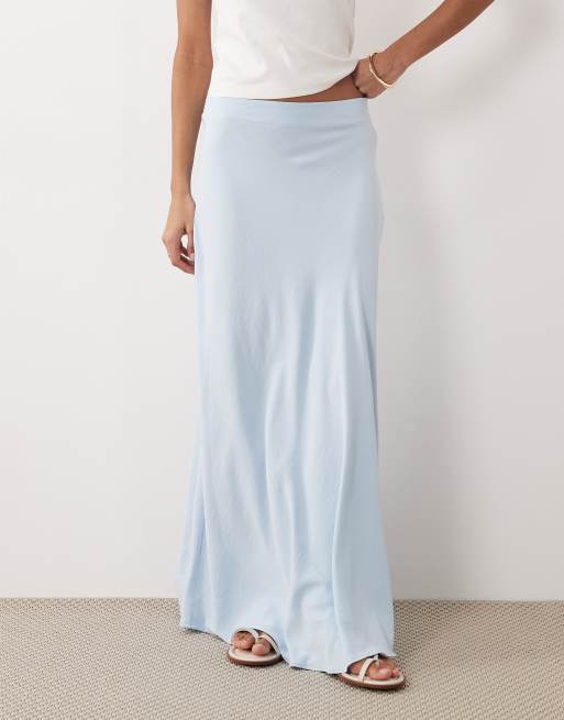 JDY a-line satin maxi skirt in light blue, 3 of 5