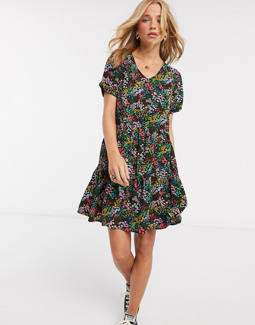 JDY - Aangerimpelde mini-jurk met fijne bloemenprint-Multi