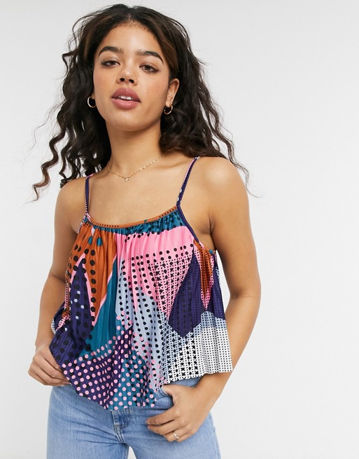 JDY abstract print cami top in multi