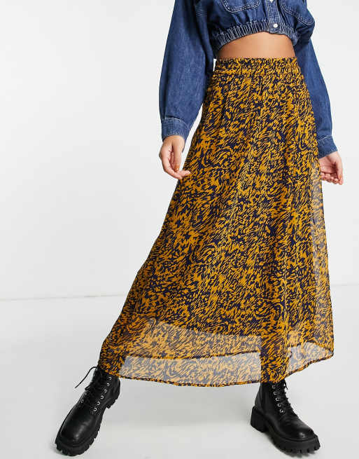 JDY alice printed maxi skirt in brown | ASOS