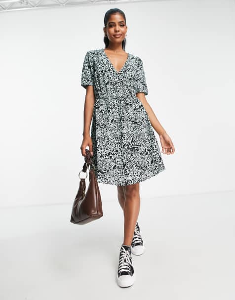 JDY Anetty wrap mini dress in black - view 1