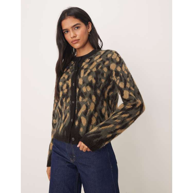 JDY animal print cardigan in dark grey | ASOS