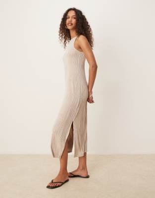 JDY - Ärmelloses, strukturiertes Midaxi-Kleid in Steinbeige-Neutral
