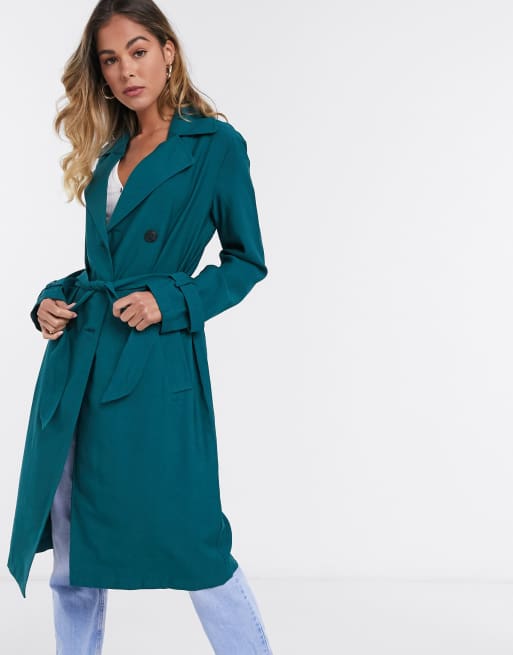 Teal blue 2025 trench coat