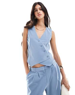 JDY JDY asymmetric waistcoat co-ord in denim blue