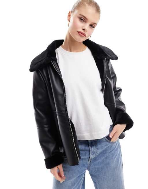 JDY aviator jacket in black | ASOS