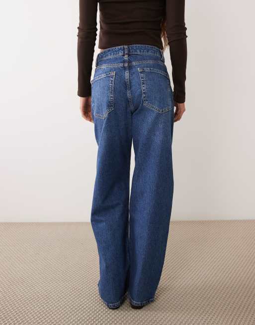 JDY Bailey high waist barrel jeans in mid blue, 2 of 5