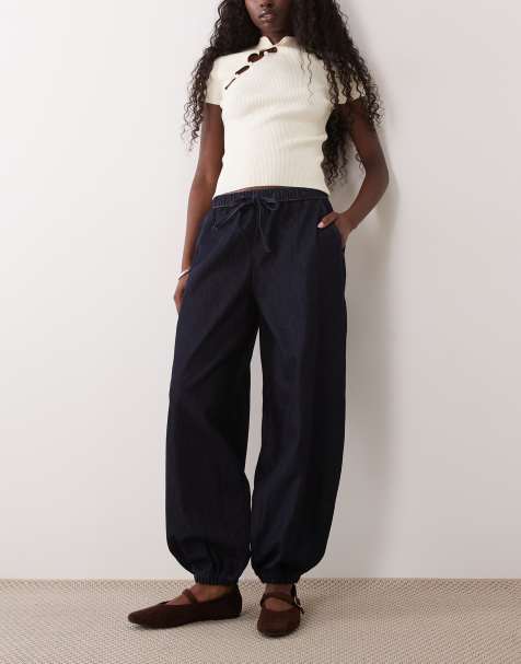 JDY balloon denim pants in dark blue - view 1
