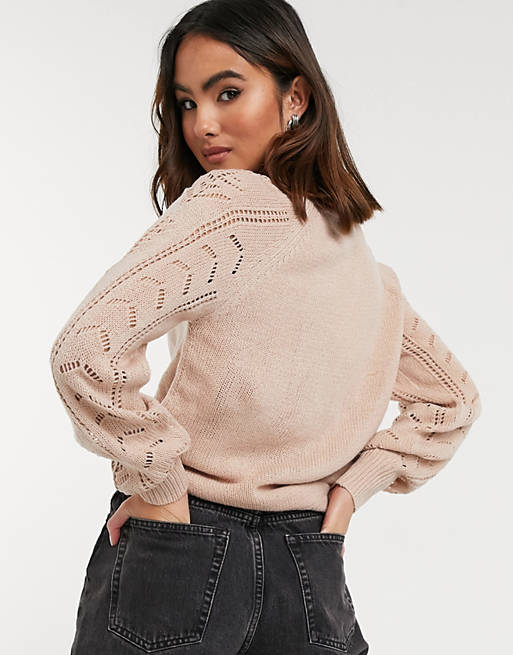 Jumpers & Cardigans JDY balloon sleeve jumper in pink 