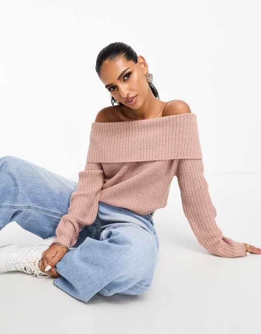 JDY bardot jumper in dusty pink | ASOS