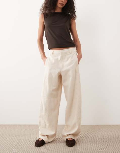JDY – Barrel-Leg-Jeans in Ecru mit Stickerei - view 1